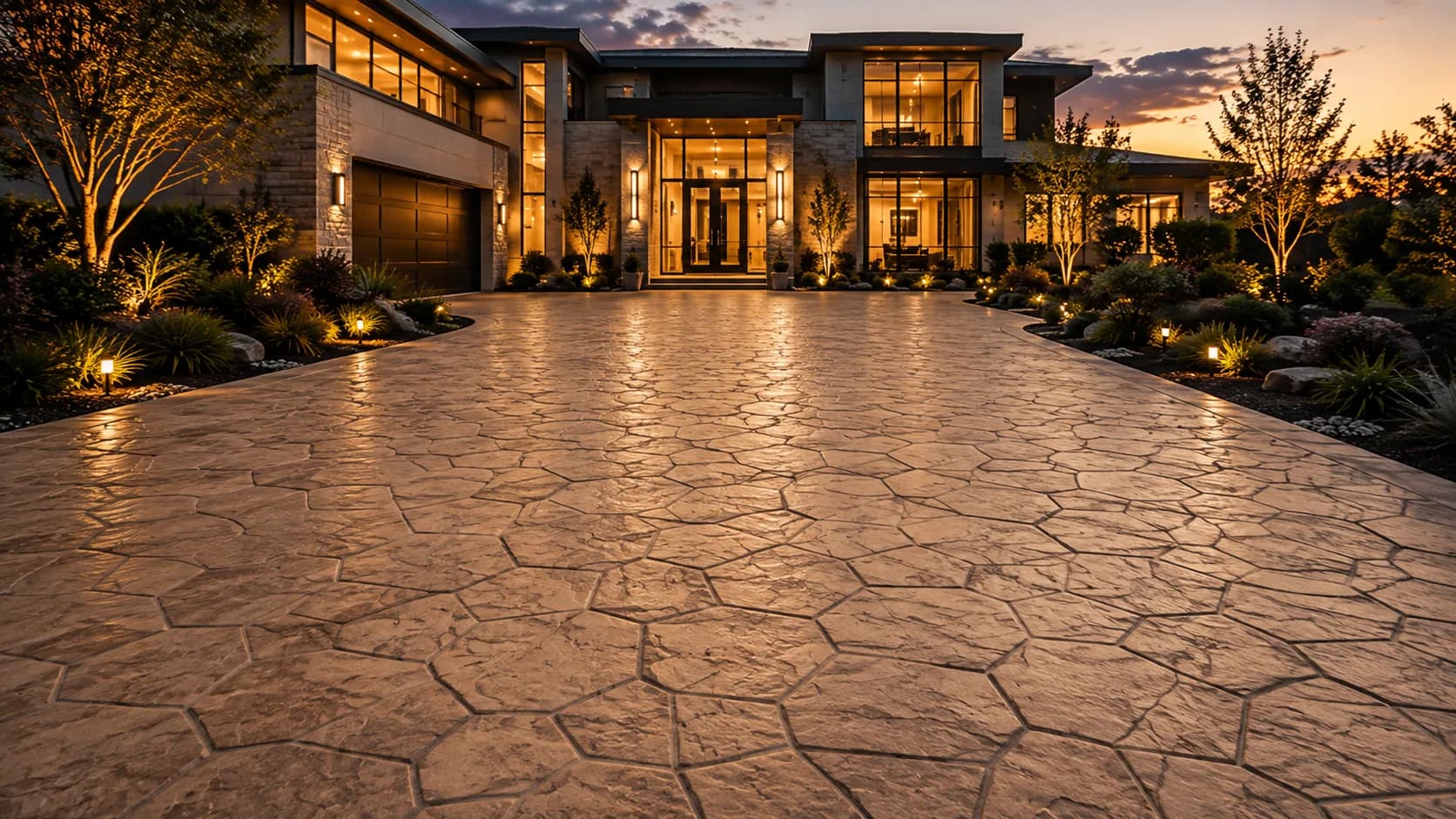 Pavimento Decocrete con textura de piedra estampada